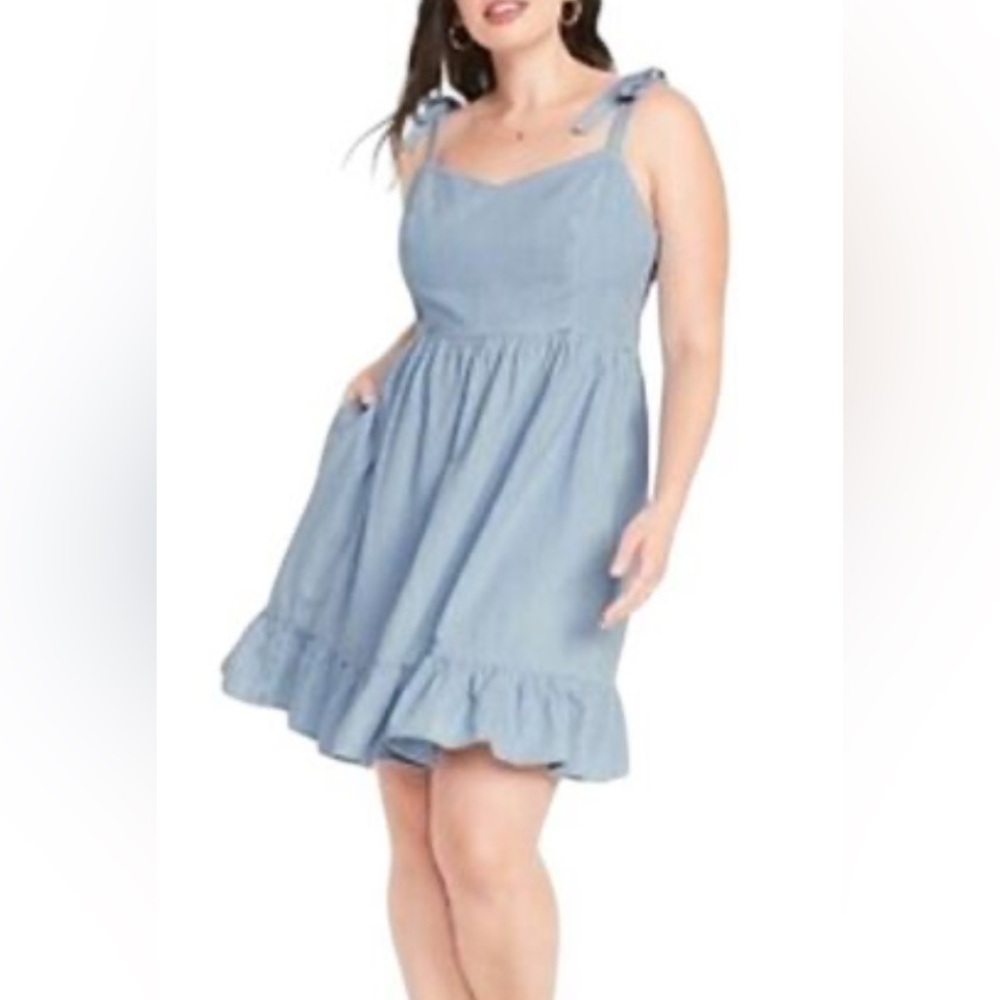 Old Navy Light Chambray Dress with Tie Straps